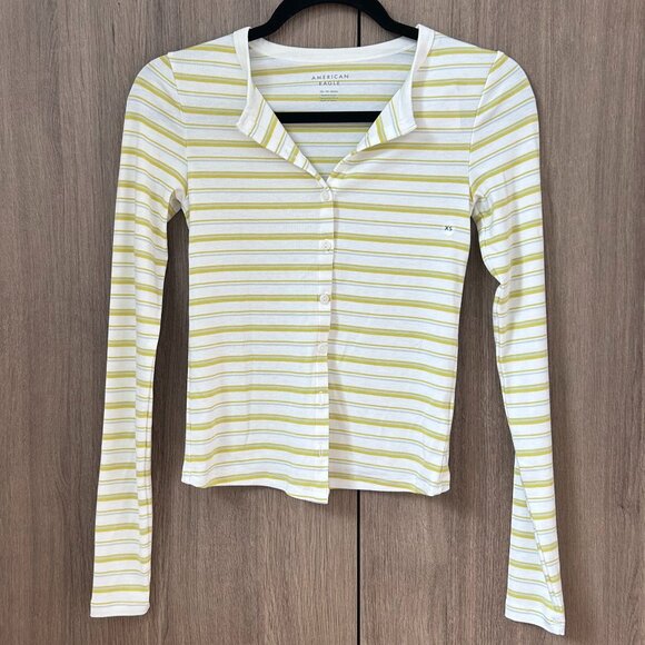 AE LONG-SLEEVE BUTTON-UP T-SHIRT - Picture 1 of 5